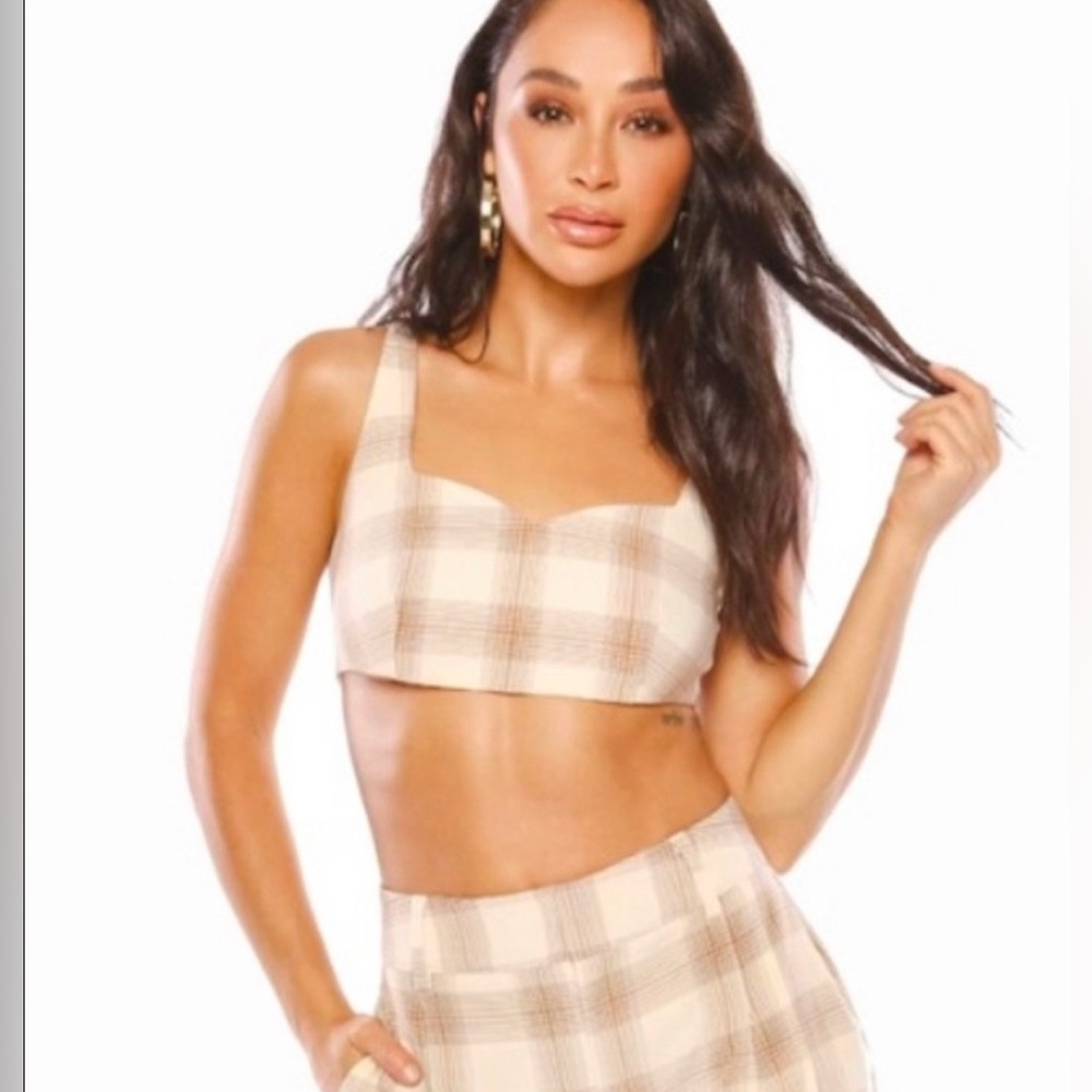 NWT Cara Santana Brown Plaid Bralette CropβTop 6